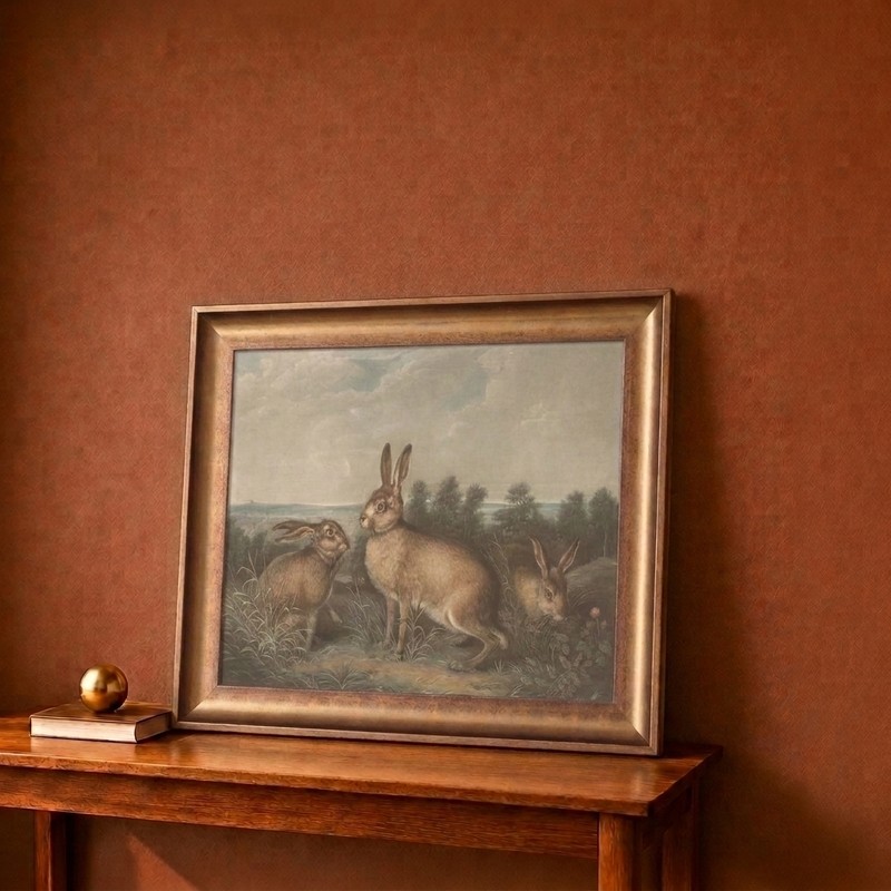 Woodland Hares Canvas Wall Painting