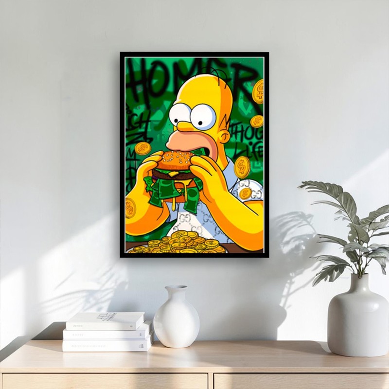 Homer Burger Simpson Wall Painting With Frame
