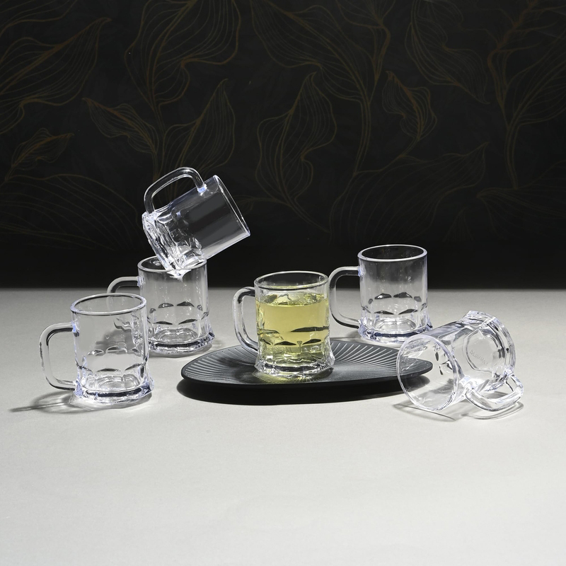 Sipora Glass Coffee Mug (200 mL Each) - Set of Six