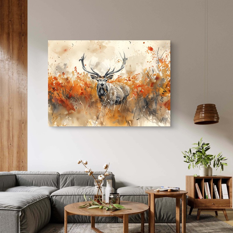 Rustic Deer Canvas Wall Painting - Small
