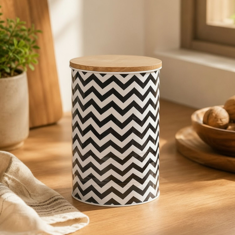 Chevron Rhythm Metal Storage Container - 1200 mL - 1200