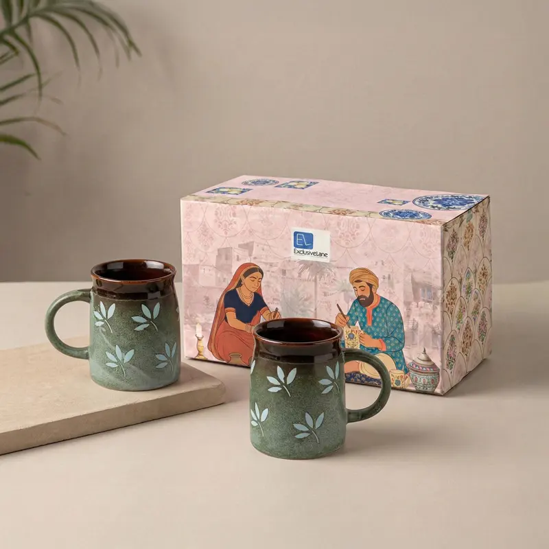 Ambrosia Ceramic Coffee Mug (400 mL Each) - Set of Two - 400 ML