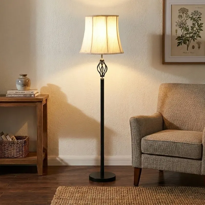 Elegant Cage Cotton Floor Lamp