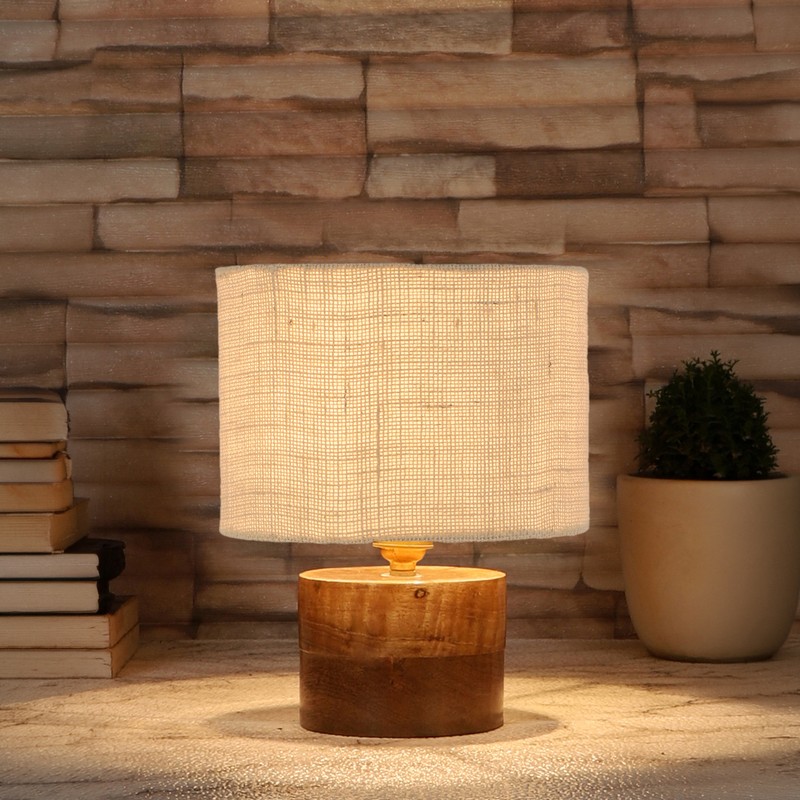 Alnus Wooden Table Lamp - White