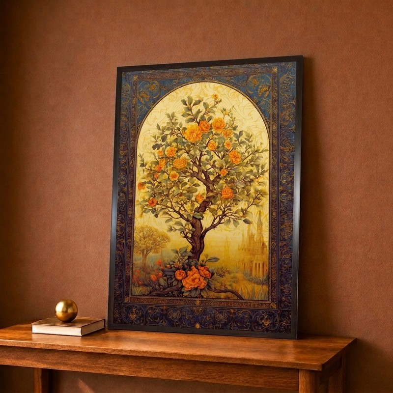 Golden Blossom Tree Canvas Wall Painting