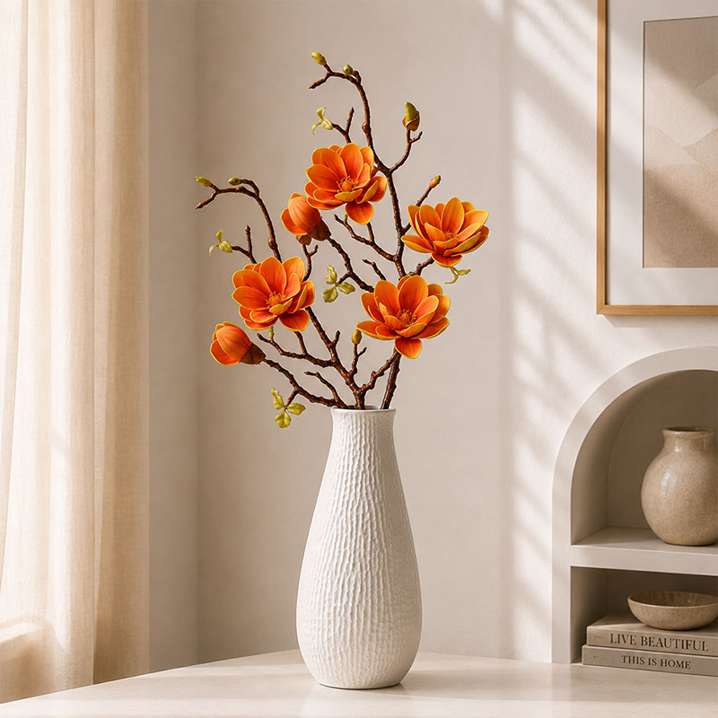 Floral Hush Ikebana Artificial Flower Stick (Orange) - Set of Two