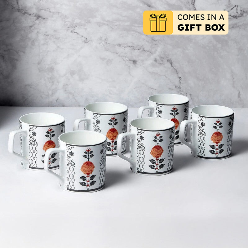India Circus Onyx Elegance Tea Cups (220 mL Each) - Set Of Six - 220 ML