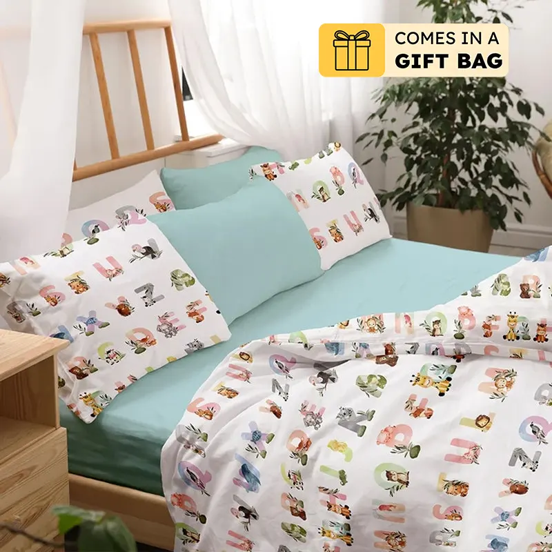 Alphabet Dreams Printed Cotton Duvet Cover - Queen/Double
