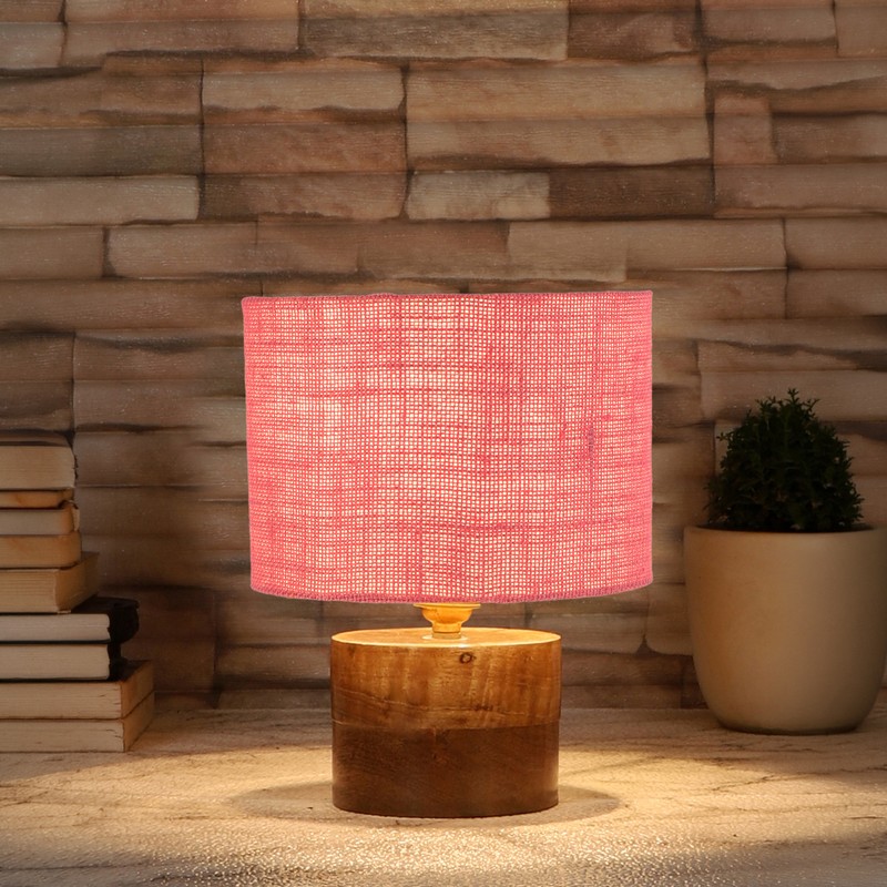 Alnus Wooden Table Lamp - Pink