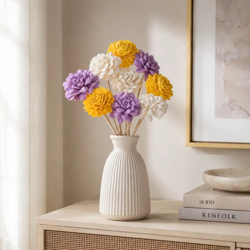 Cottagecore Sola Wood Artificial Flower Sticks - Set of Eight