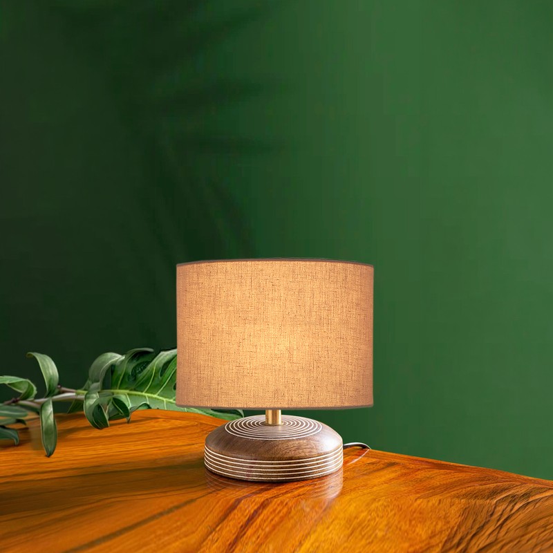 Annular Wooden Table Lamp - Grey