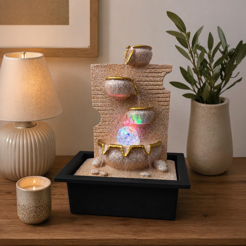 Luna Orb Cascade LED Fountain - Ivory