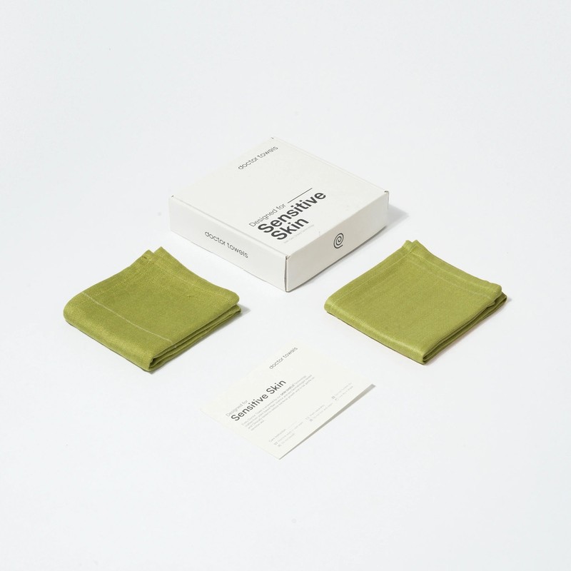 Aluvera Double Cloth Hand Towel (Aloe Green/330 GSM) - Pack of 2 - 40 x 60 CM