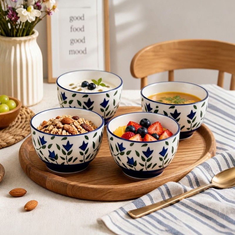 Biteora Snack Bowl(Blue/180 mL Each) - Set of Four