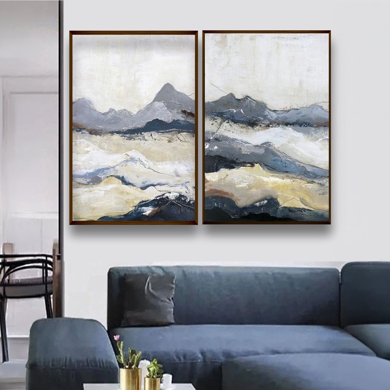 Cresta Canvas Wall Painting - Set of Two