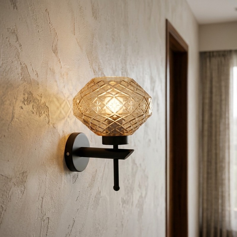 Crystal Orbit Metal & Glass Wall Lamp