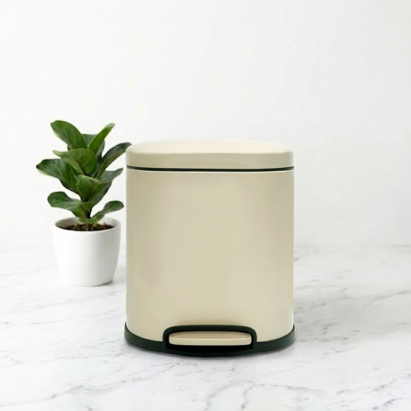 Nordic Waste Metal Dustbin (Beige) - 6 L