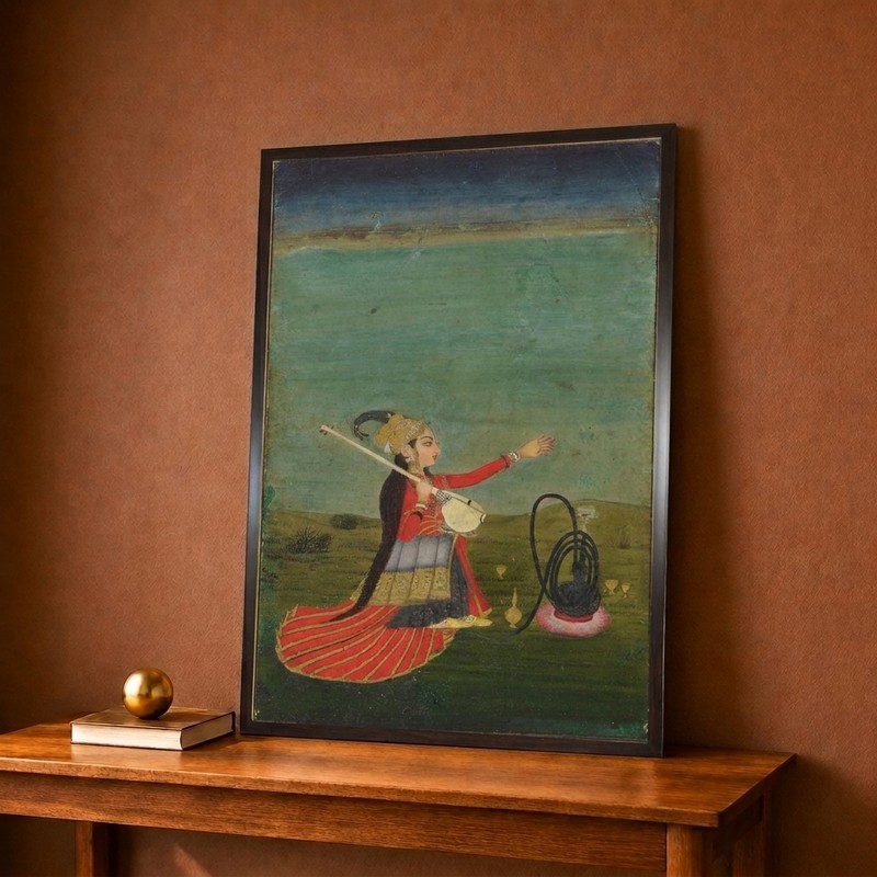 Veena Maiden Canvas Wall Painting