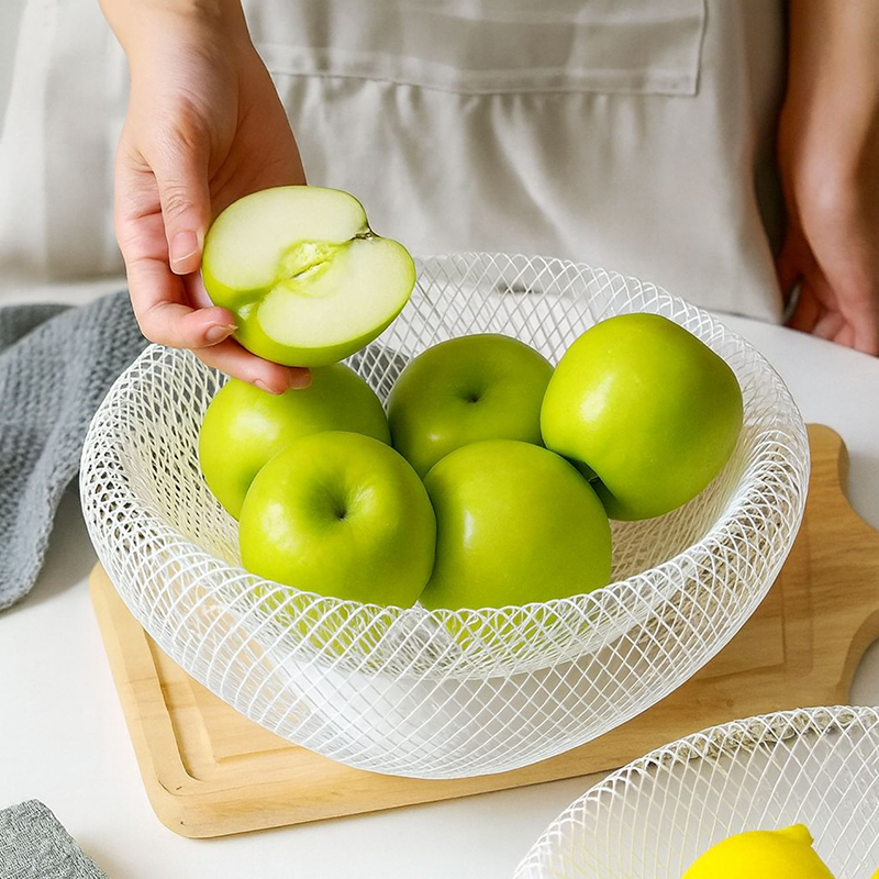 Harvest Haven Metal Fruit Basket - White