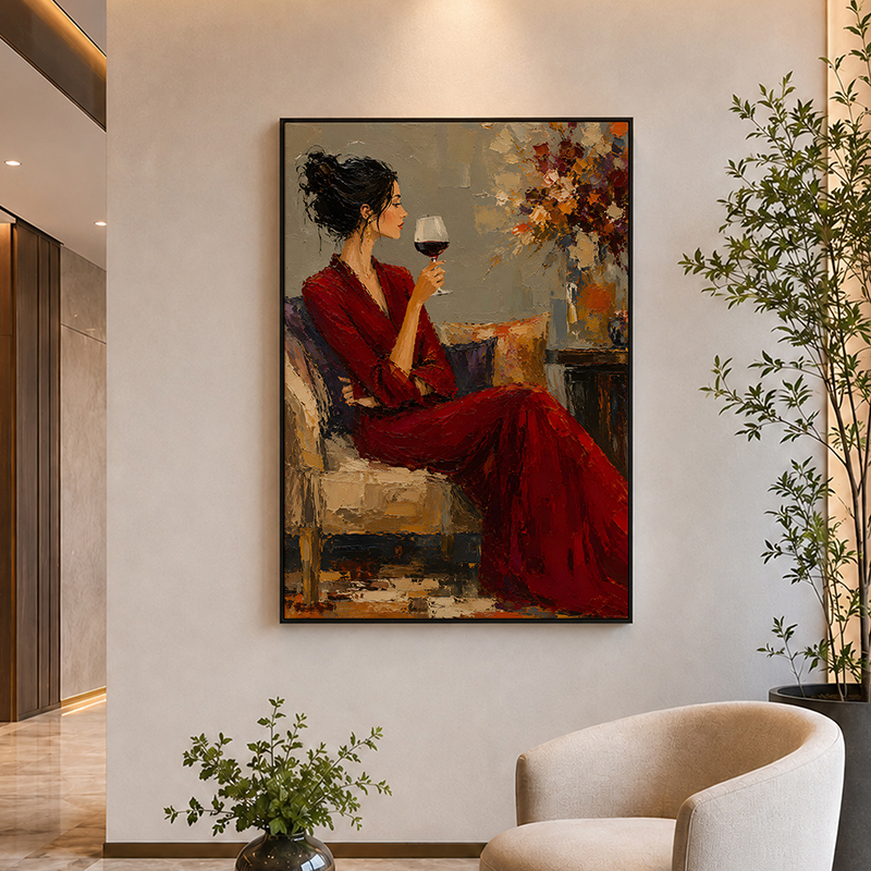 Evening Wine Canvas Wall Painting With Frame - Small