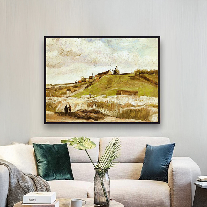 Windmill Hillside Canvas Wall Painting With Frame - Small