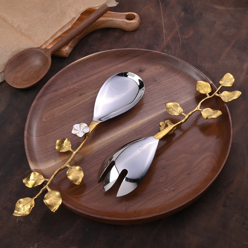 Vine & Bloom Steel Salad Spoon & Fork - Two Piece set