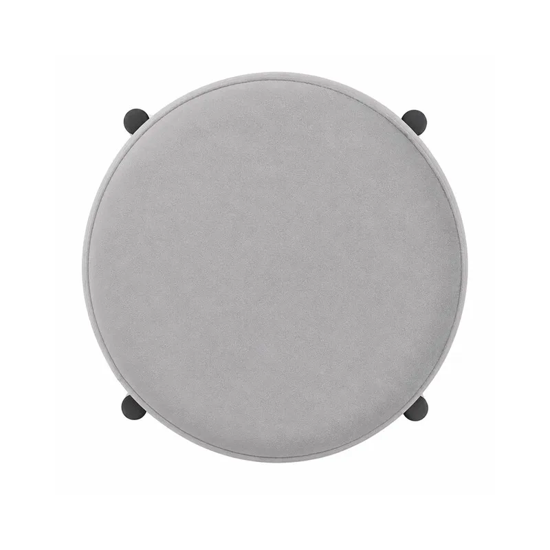 Top view of the round grey upholstered seat