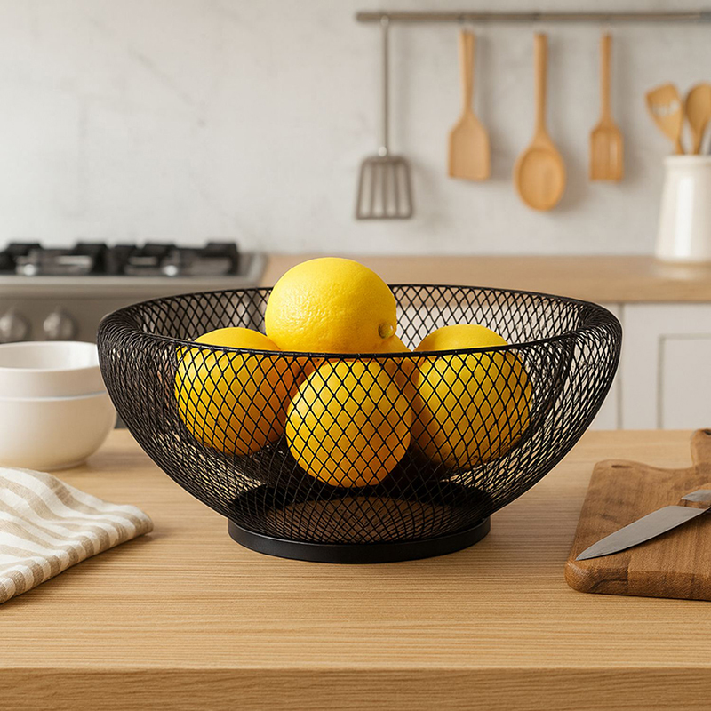 Harvest Haven Metal Fruit Basket - Black