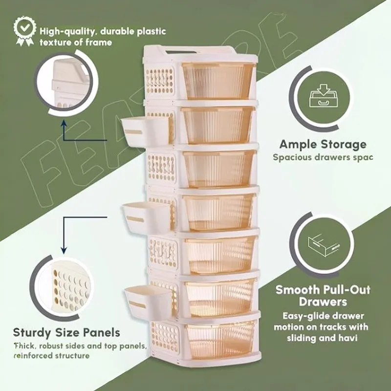 Ivory utility rack with drawers, side baskets and perforated panels