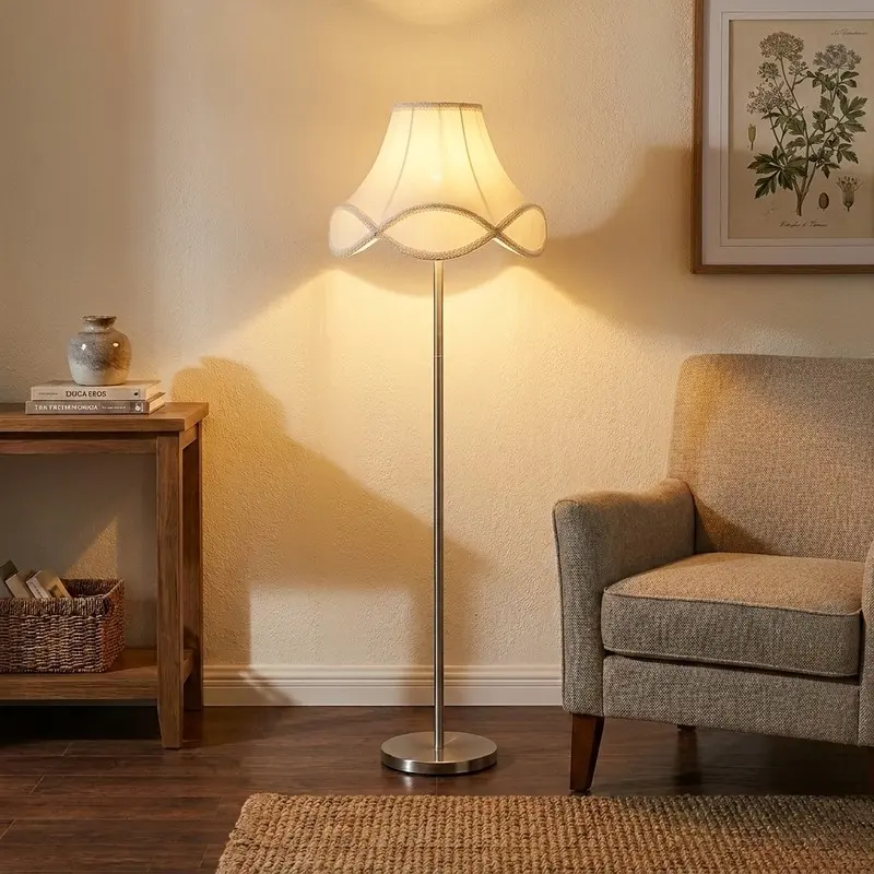 Ivory Wave Cotton Floor Lamp