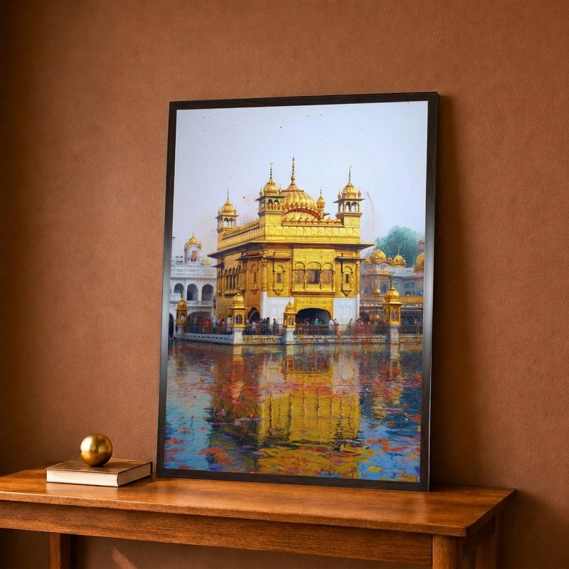 Golden Temple Reflection Canvas Wall Painting