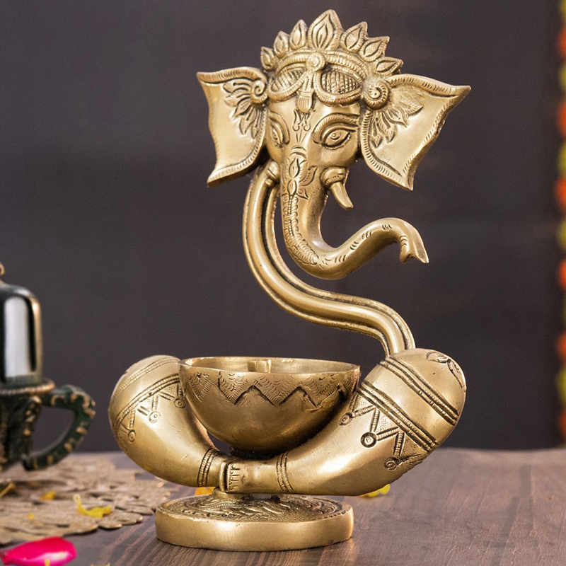 Gajamukha Brass Diya