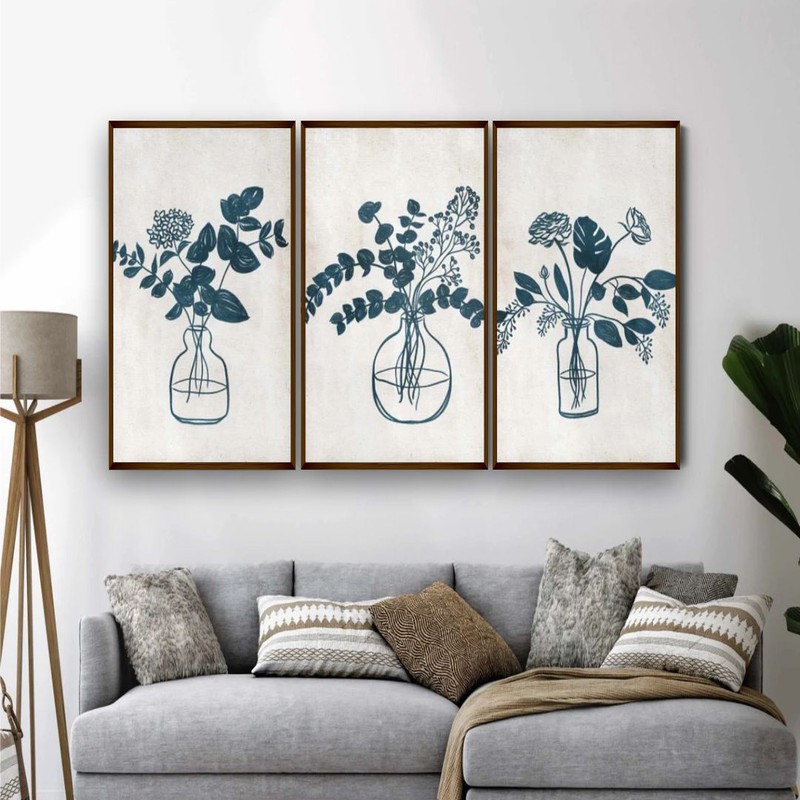 Cyanella Canvas Wall Painting - Set of Three