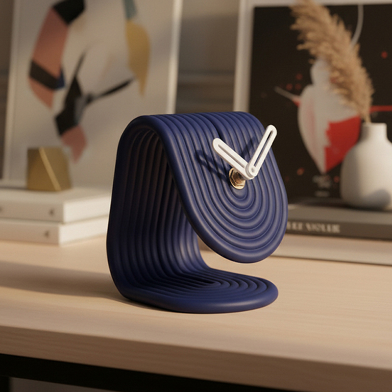 Ribbed Arch Table Clock - Blue