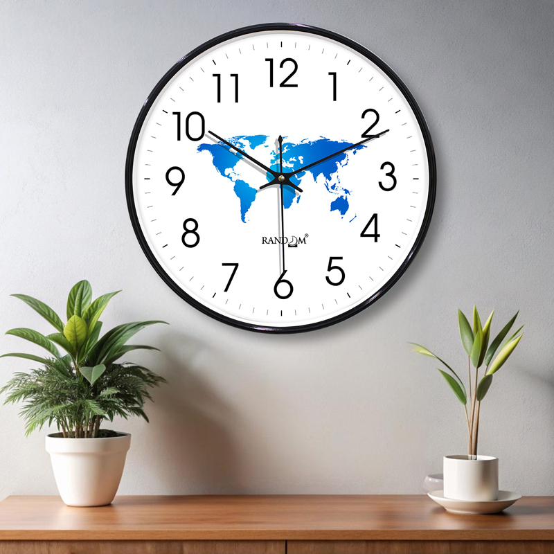 Atlas Silent Analog Wall Clock - White & Blue