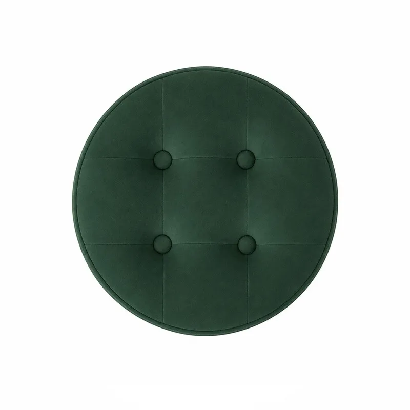 Top view of the green round tufted seat