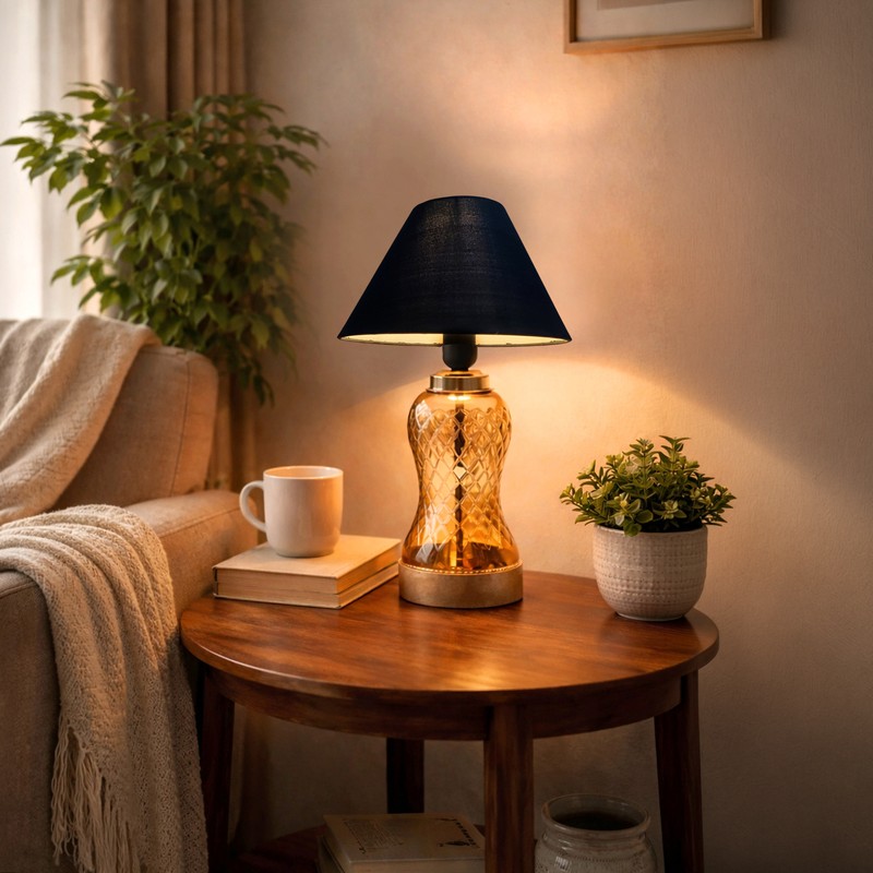 Reticule Wooden Table Lamp - Black