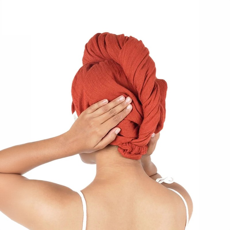 Cinnamon Cloud Banana Fibre Blend Hair Wraps - Red