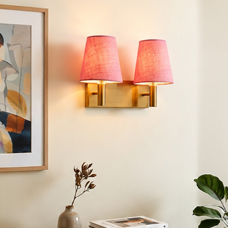 Elvarra Twin Jute Wall Lamp - PinkGold