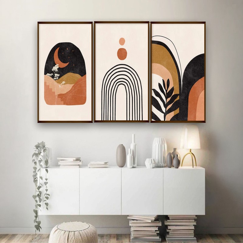 Lunette Canvas Wall Painting - Set of Three
