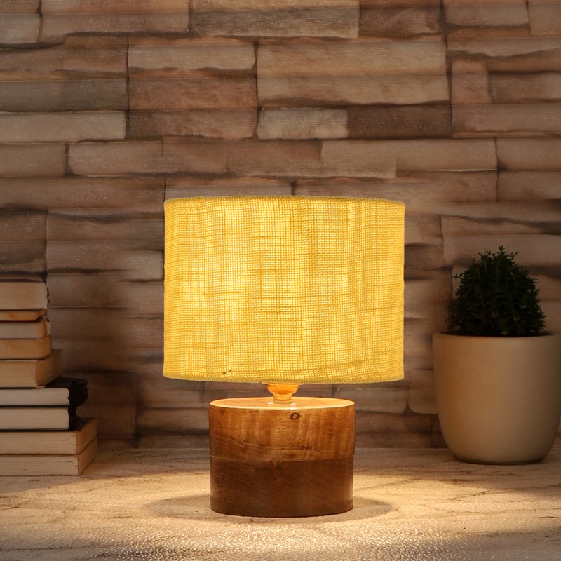 Hylaea Wooden Table Lamp - Yellow