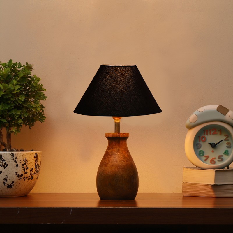 Pyrula Wooden Table Lamp - Black