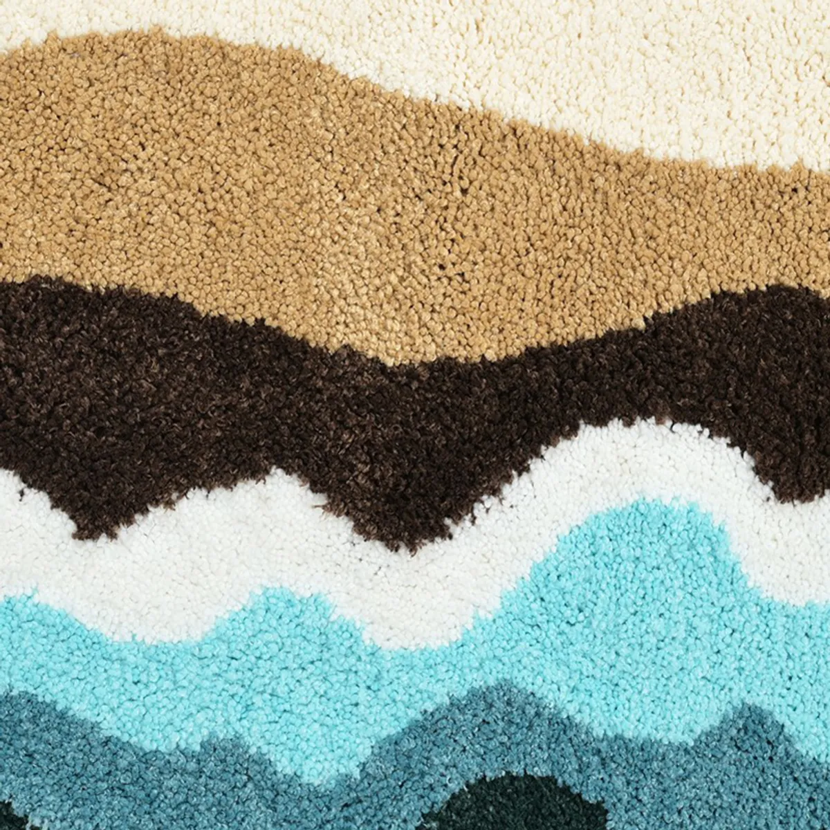 Close-up of textured microfiber surface with abstract wavy colour bands