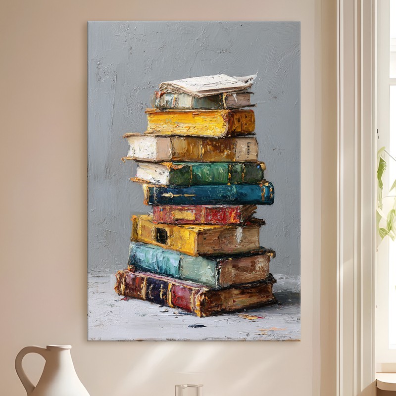Vintage Books Gallery Wrapped Canvas Wall Painting