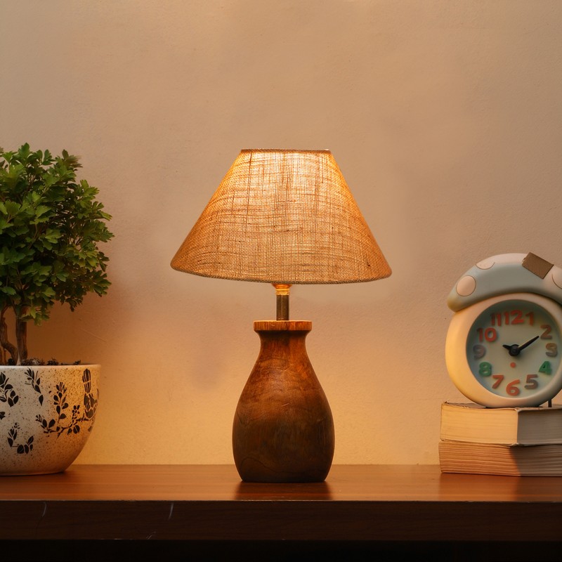 Pithos Wooden Table Lamp - Brown