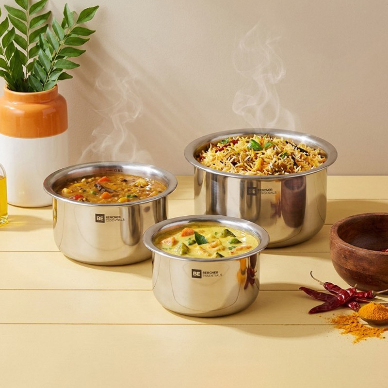 SoupForge Triply Pateela With Lid (800 mL/700 mL/500 mL) - Set of Three - Bundles