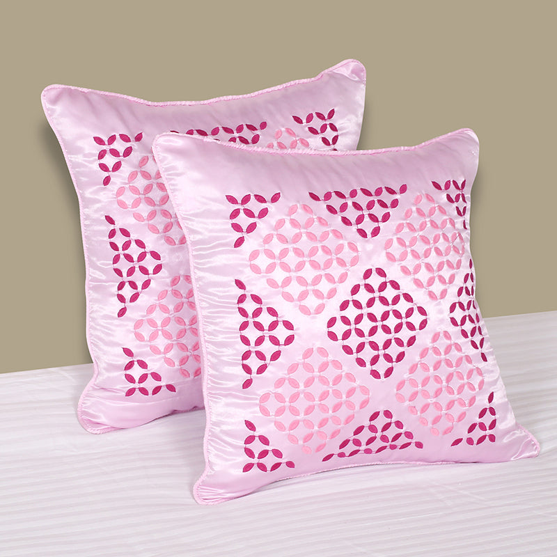 Argyle Dots Embroidered Cushion Cover - Set Of Two