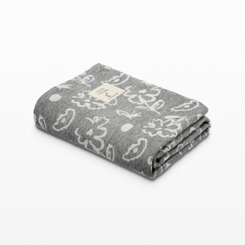 Banana Jacquard Floral Bath Towel 210 GSM - Charcoal - 75 x 150 CM