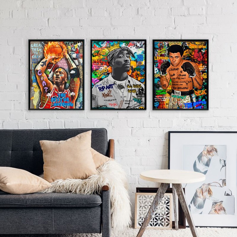 Graffiti Icon Wall Painting With Frame - Small