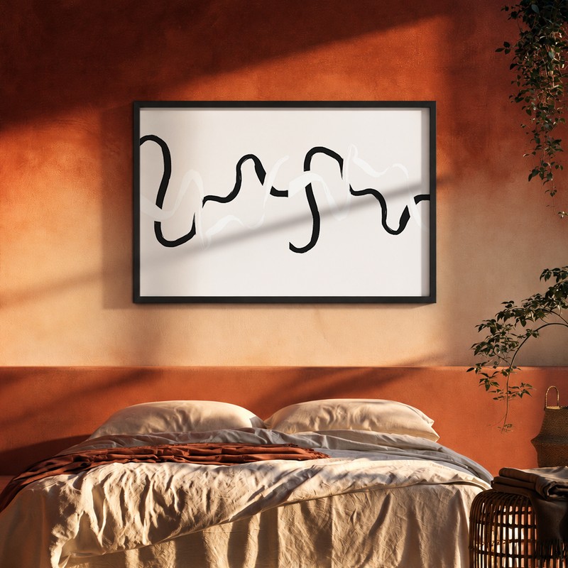 Organic Line Symphony Canvas Wall Painting With Frame